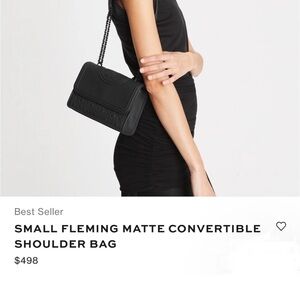 Tory Burch Small Fleming Matte Black Chain Crossbody Shoulder Bag